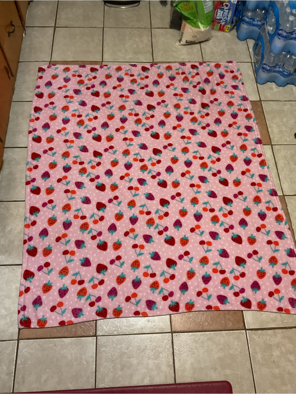 Pink Strawberry Print Fleece Throw Blanket - Soft & Cozy